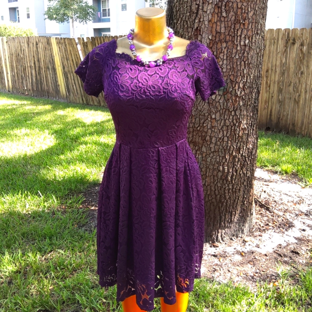 🌻MISSMAY wine purple  Lace Dress